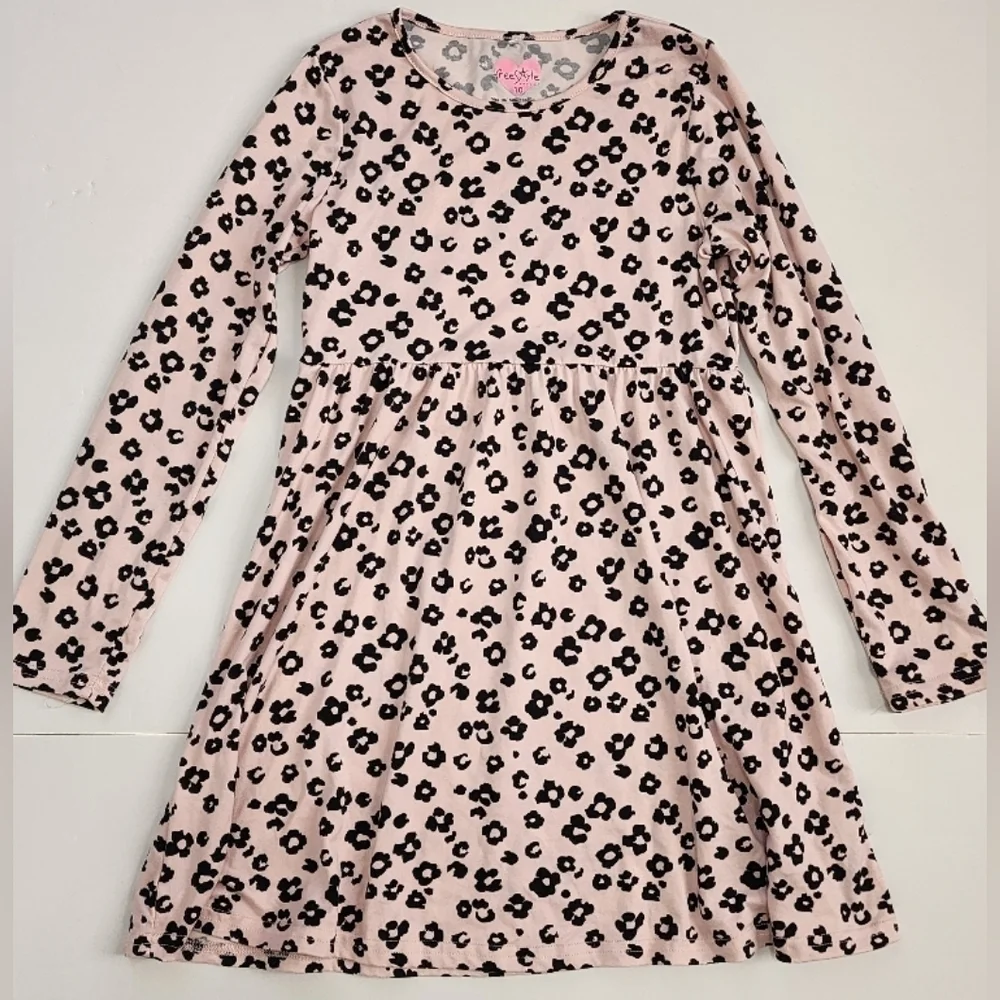 Free Style Girls Pink Leopard Print Dress, size 10